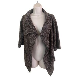 Style And Company Brown And Cream Large Knit Cardigan, Petite